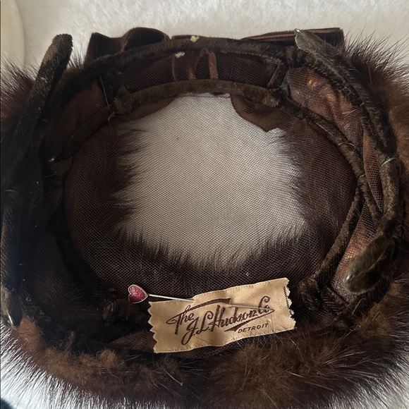 Vintage Brown Mink Fur Mesh Pillbox Hat - Picture 7 of 7